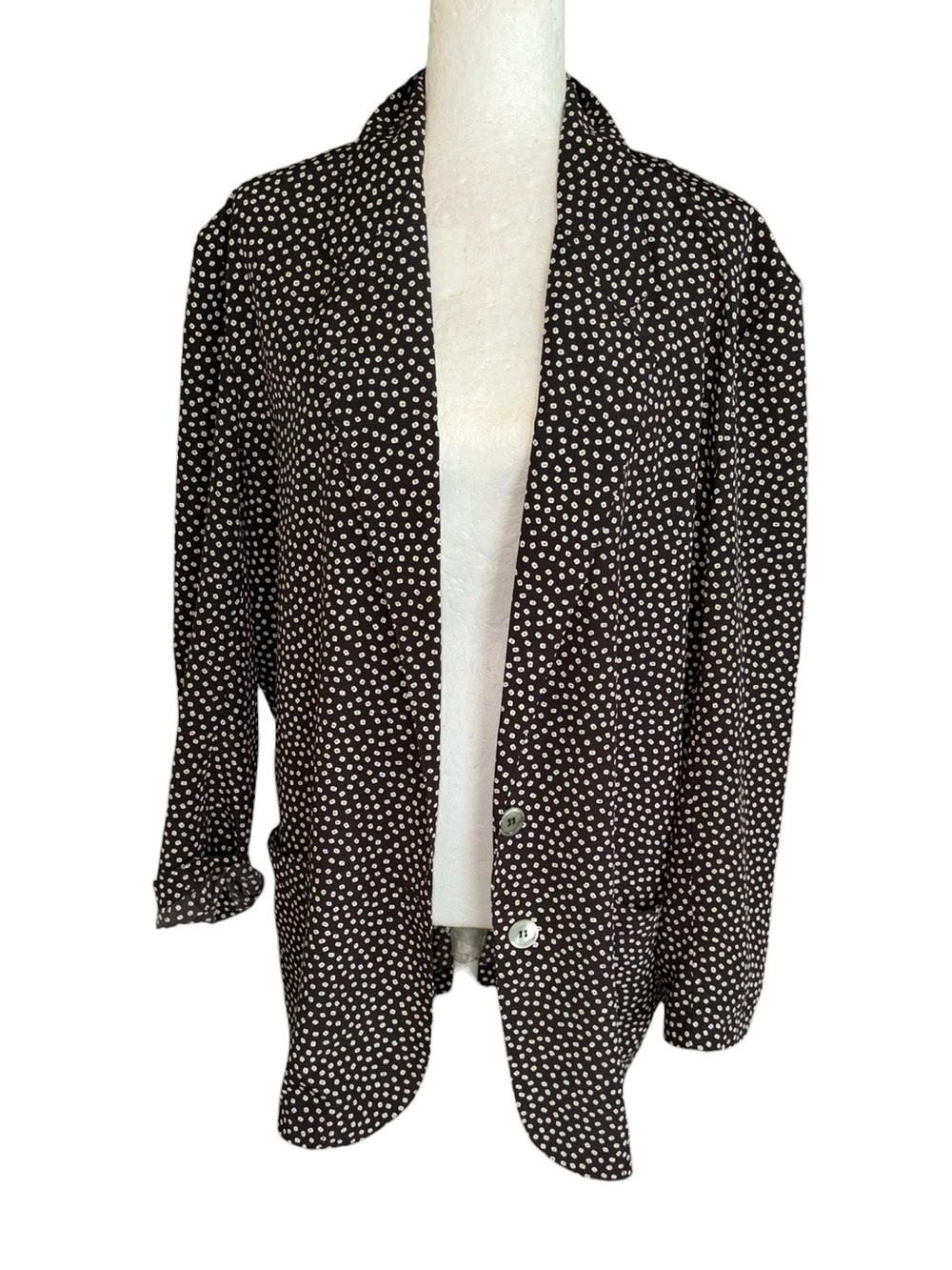 Esprit Vintage 1980s Black & White Geometric Print Oversized Blazer Jacket - M